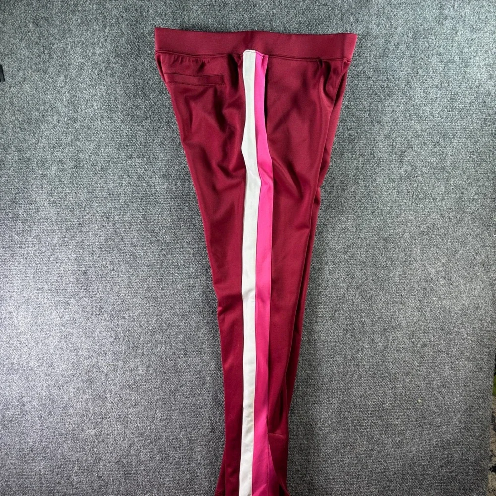 Pam & Gela Track Pants Womens Medium Burgundy Pink Stripe New Athleisure Joggers